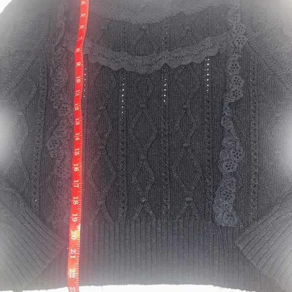 Grey Collective Women's Sz XL Black Knit Lace Chevron Sweater Long Sleeve Femin - Picture 6 of 6